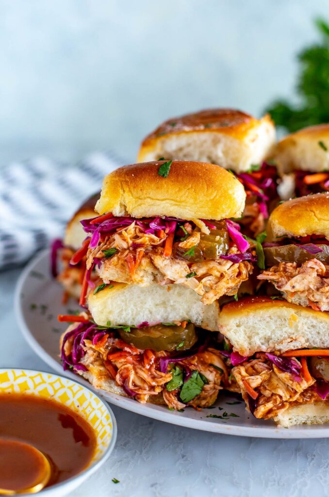 Mini brioche pulled chicken